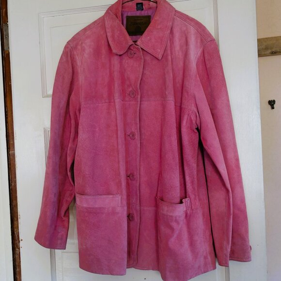 St John"s Bay Pink Washable Suede Jacket Size Medium - Picture 1 of 6